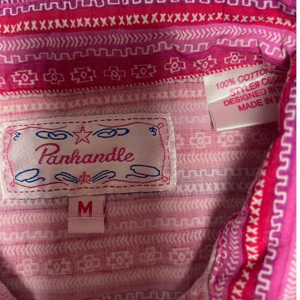 Panhandle Western Pink Purple Aztec Pearl Snap Long Sleeve Shirt Girls Medium - Picture 3 of 12
